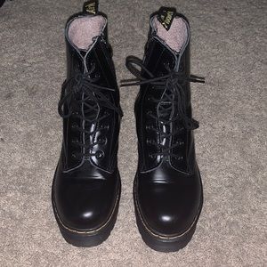 fuzzy black Dr. Martens